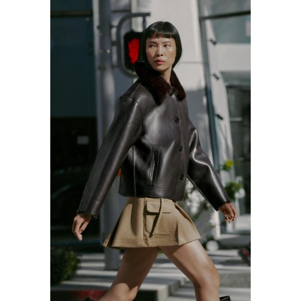 ZARA REVERSIBLE DOUBLE-FACED FAUX LEATHER JACKET